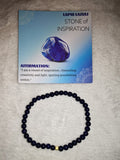 Lapis Lazuli 4mm Gemstone Bead Stretch Bracelet with Meaning Card