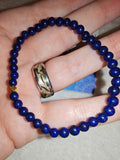Lapis Lazuli 4mm Gemstone Bead Stretch Bracelet with Meaning Card