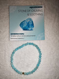 Aquamarine 4mm Gemstone Bead Stretch Bracelet with Meaning Card