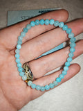 Aquamarine 4mm Gemstone Bead Stretch Bracelet with Meaning Card