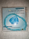 Aquamarine 4mm Gemstone Bead Stretch Bracelet with Meaning Card