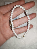 Howlite 4mm Gemstone Bead Stretch Bracelet with Meaning Card