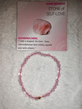 Rose Quartz 4mm Gemstone Bead Stretch Bracelet with Meaning Card