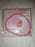 Rose Quartz 4mm Gemstone Bead Stretch Bracelet with Meaning Card