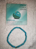 Turquoise 4mm Gemstone Bead Stretch Bracelet with Meaning Card