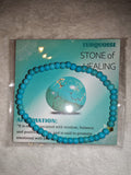 Turquoise 4mm Gemstone Bead Stretch Bracelet with Meaning Card