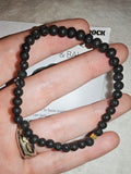 Lava Rock 4mm Bead Stretch Bracelet with Meaning Card