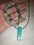 Amazonite Gemstone Bracelet & Pendant Necklace Gift Set with Meaning Card