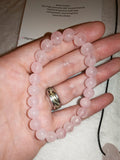 Rose Quartz Gemstone Bracelet & Pendant Necklace Gift Set with Meaning Card