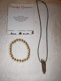 Smoky Quartz Gemstone Bracelet & Pendant Necklace Gift Set with Meaning Card