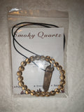 Smoky Quartz Gemstone Bracelet & Pendant Necklace Gift Set with Meaning Card