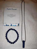 Lapis Lazuli Gemstone Bracelet & Pendant Necklace Gift Set with Meaning Card