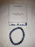 Natural Sodalite Gemstone Beaded Stretch Bracelet with Meaning Card