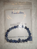 Natural Sodalite Gemstone Beaded Stretch Bracelet with Meaning Card
