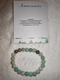 Natural Amazonite Gemstone Beaded Stretch Bracelet with Meaning Card