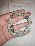 Natural Amazonite Gemstone Beaded Stretch Bracelet with Meaning Card