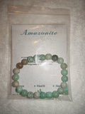 Natural Amazonite Gemstone Beaded Stretch Bracelet with Meaning Card