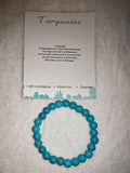 Turquoise Gemstone Beaded Stretch Bracelet with Meaning Card