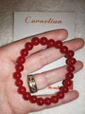 Carnelian Gemstone Beaded Stretch Bracelet with Meaning Card