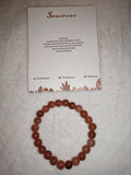 Sunstone Gemstone Beaded Stretch Bracelet with Meaning Card
