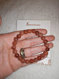 Sunstone Gemstone Beaded Stretch Bracelet with Meaning Card