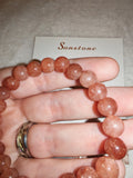 Sunstone Gemstone Beaded Stretch Bracelet with Meaning Card