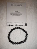 Hematite Gemstone Beaded Stretch Bracelet with Meaning Card