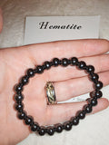 Hematite Gemstone Beaded Stretch Bracelet with Meaning Card