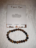 Tiger’s Eye Gemstone Beaded Stretch Bracelet with Meaning Card