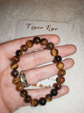 Tiger’s Eye Gemstone Beaded Stretch Bracelet with Meaning Card