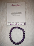 Amethyst Gemstone Beaded Stretch Bracelet with Meaning Card