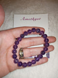Amethyst Gemstone Beaded Stretch Bracelet with Meaning Card