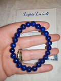 Lapis Lazuli Gemstone Beaded Stretch Bracelet with Meaning Card