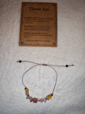 Thank You Rhodonite Rose Quartz Citrine Adjustable Gemstone Bracelet