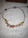 Thank You Rhodonite Rose Quartz Citrine Adjustable Gemstone Bracelet