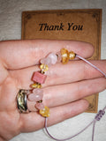 Thank You Rhodonite Rose Quartz Citrine Adjustable Gemstone Bracelet