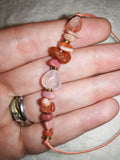 Thinking of You Rose Quartz Rhodonite Carnelian Adjustable Gemstone Bracelet