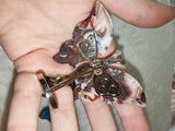 Natural Crazy Lace Agate Gemstone Butterfly on Metal Display Stand 40g
