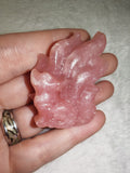 Natural Rose Quartz Nine Tailed Fox Kitsune Gemstone Carving 35g