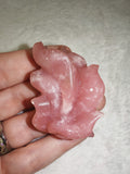 Natural Rose Quartz Nine Tailed Fox Kitsune Gemstone Carving 35g