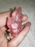 Natural Rose Quartz Nine Tailed Fox Kitsune Gemstone Carving 35g