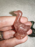 Natural Strawberry Quartz Goose Gemstone Crystal Carving