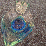 Vintage Maltese Art Glass Aladdin Lamp Trinket Dish Mdina Style Blue Green #24