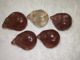 Natural Strawberry Quartz Sleeping Cat Gemstone Crystal Carving