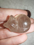 Natural Smoky Quartz Sleeping Cat Gemstone Crystal Carving