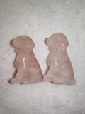 Natural Rose Quartz Dog Gemstone Crystal Carving