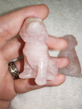 Natural Rose Quartz Dog Gemstone Crystal Carving