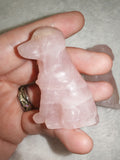 Natural Rose Quartz Dog Gemstone Crystal Carving