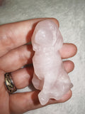 Natural Rose Quartz Dog Gemstone Crystal Carving