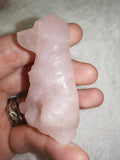 Natural Rose Quartz Dog Gemstone Crystal Carving
